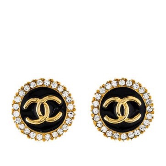 Vintage Chanel CC crystal clip on earrings - Picture 4 of 5